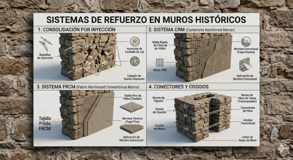 4 Tipologías efectivas de Sistemas de Refuerzo de muros históricos